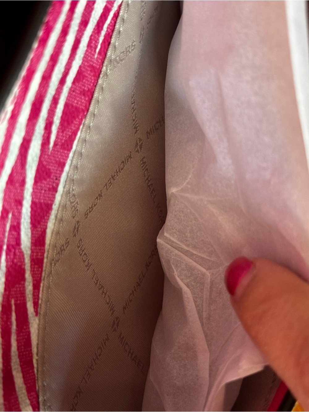 MICHAEL KORS Hot Pink and White Zebra Print Chain Crossbody - Picture 8 of 8